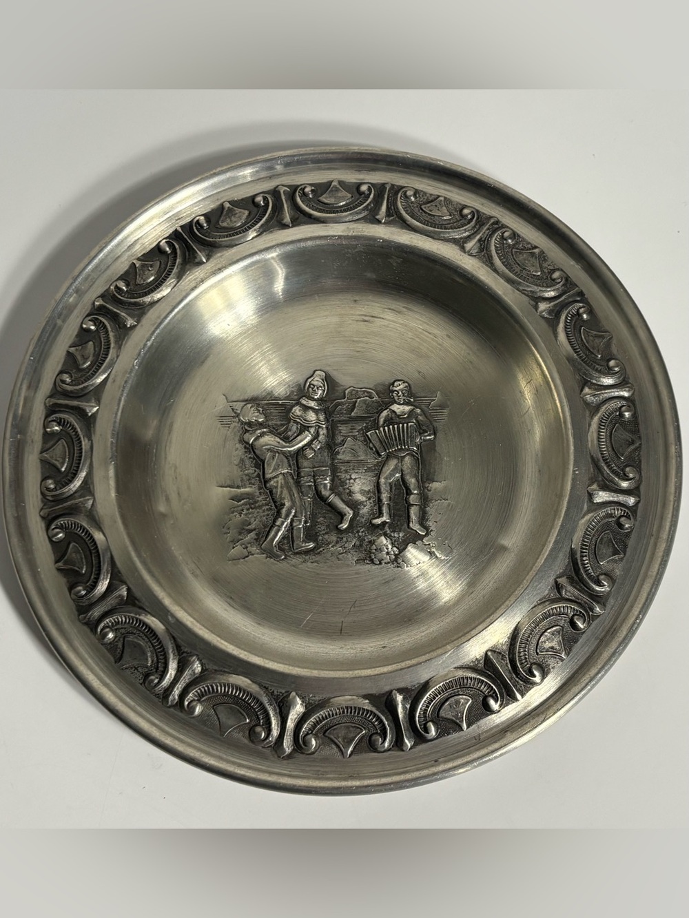 Gorgeous Vintage Scandinavian "TINN" Pewter Decorative Wall Plate